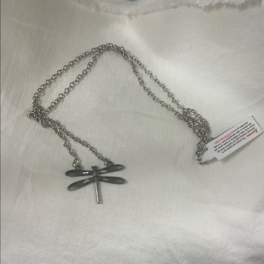 Elegant Silver Dragonfly Necklace